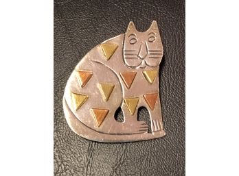 Modernist Sterling Cat Pin