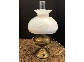 Brass Lamp Milk Glass Shade