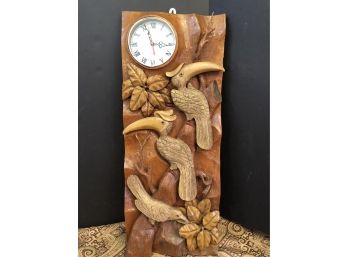 Carved Wood Toucan Clock