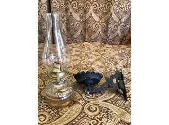 Oil Lamp With Wall Bracket