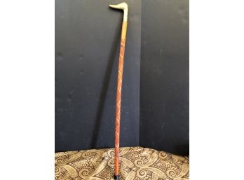 Carved Cane Brass Duck Handle