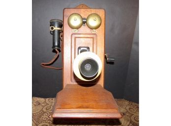Antique Oak Crank Telephone