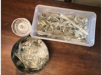 Large Lot Glass Crystals For Lamps & Chandeliers - 2 Containers