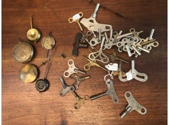 Lot Of Clock Keys & Pendulums