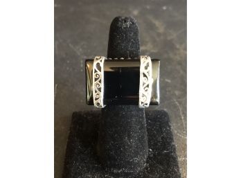 Large Sterling & Onyx Ring