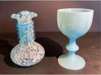Two Pieces Blue Glass