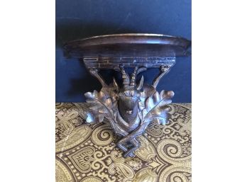 Black Forest Stag Head Wooden Shelf With Glass Eyes