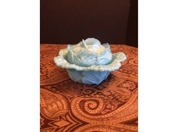 Blue Glass Cabbage Shape Candy Dish