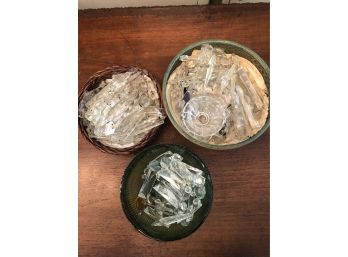 Large Lot Glass Crystals For Lamps & Chandeliers - 3 Bowls