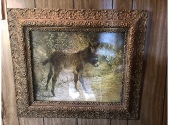Antique Framed Donkey Picture