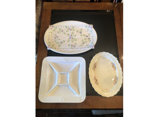 3pc White Serving Platters