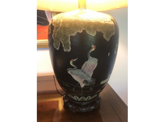 Black Pottery Asian Lamp