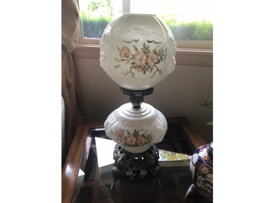 White Lamp With Painted Flowers