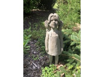 Cement Girl Garden Statue