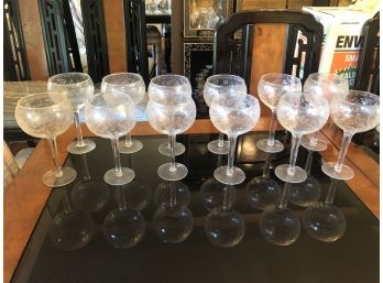 12 Etched Wine Goblets
