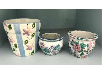 Three Small Porcelain Pots/planters