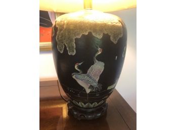 Black Pottery Asian Lamp