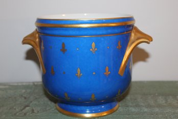 Vintage Limoges Cobalt Blue With Gold Accent Planter/cachepot