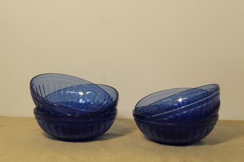 Vintage Hazel Atlas-6 'Aurora' Cobalt Blue Bowls-5.25' Diameter 2' High