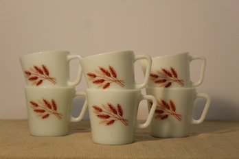 Vintage Pyrex- 6 'autumn Harvest' Mugs With 'D' Ring