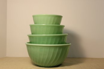 Vintage Jadeite Mixing Bowls- 4 Piece Swirl Set