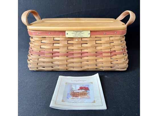 2002 Longaberger Christmas Edition Traditions Basket With Paperwork