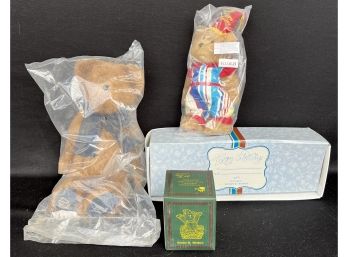 2 Longaberger Stuffed Animal Bears Sealed In Bags One Happy Birthday, And 2003 Collectors Bear And More