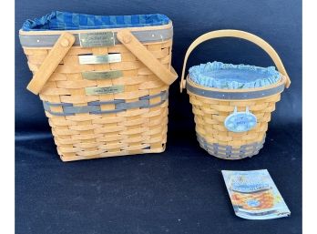 Two Longaberger Baskets 1996 And 1999 W Paperwork & Liners