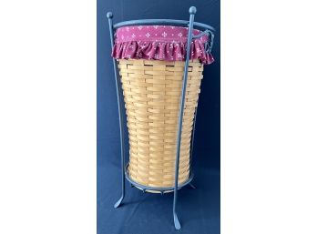 Longaberger Umbrella Basket With Cast Iron Stand With Plastic Basket Protector
