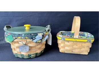 2 Longaberger John Deere Baskets W Plastic Protectors. Signed And Dated