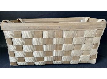 2007 Nylon Webbed Longaberger Weaved Basket W Canvas Zipped Pouches And Paperwork