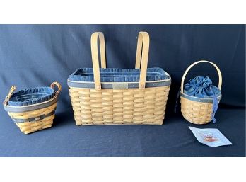 3 Matching Longaberger Collection Club Membership Baskets