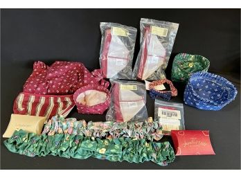Misc. Lot Of Longaberger Basket Liners, Tie Ons And Ruffles