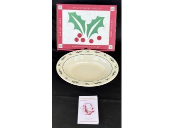 Longaberger Pottery Traditional Holly Serving Bowl