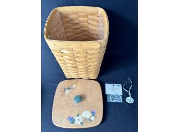 Longaberger Hand Painted Floral Lidded Basket