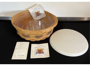 Longaberger  2004 Round Serving Basket 'chip And Dip W Protector And Lid