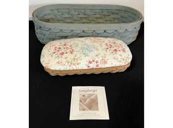 2003 Mothers Day Things Basket With  Quilted Lid & 2006 Sage Scalloped Boutique Basket