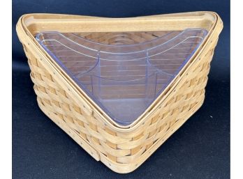 One Longaberger Napkin And Silverware Caddy Basket On A Turn Table Shed