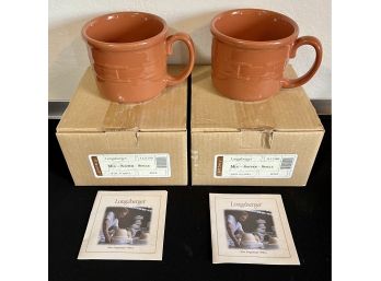 Two Longaberger Single Soup Pottery Mugs
