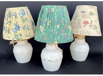 3 Longaberger Lamps With Floral Shades