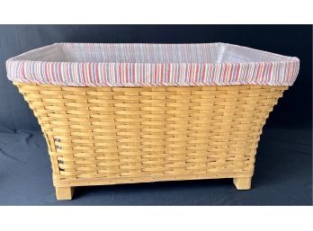 Large Signed And Dated Longaberger Hamper W Red And Blue Striped Liner See Photos For Flaws
