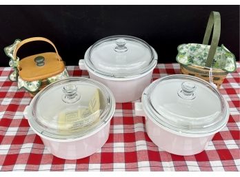 Longaberger Lucky Baskets And 3 Princess House Casserole Dishes