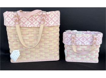 Adorable Pink Longaberger Baskets With Liners