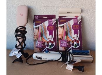 Barely Used Lange Heated Brush, In Styler Wet To Dry Curling Iron With Hair Chalk