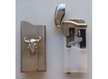 Lighter With Bull Skull Emblem