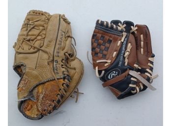 2 Vintage Baseball Gloves Inc. Rawlings And Diamond Master