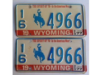 1977 County 16 Wyoming License Plates