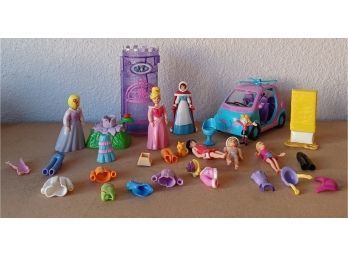 Misc. Vintage Polly Pocket Toys With Van, Bed And Dolls