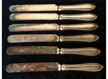 6 Vintage Sterling Silver Knife Set By JJ Company With Monogram 499 Grams