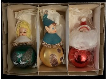 Three Vintage Elf Ornaments (in Original Box)